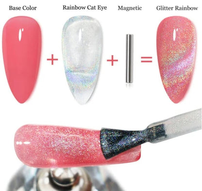 ❤️2024 new all-purpose rainbow cat's eye crystal nail polish💅🏼💅🏼